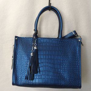 Metallic BLUE 100% Leather Bag